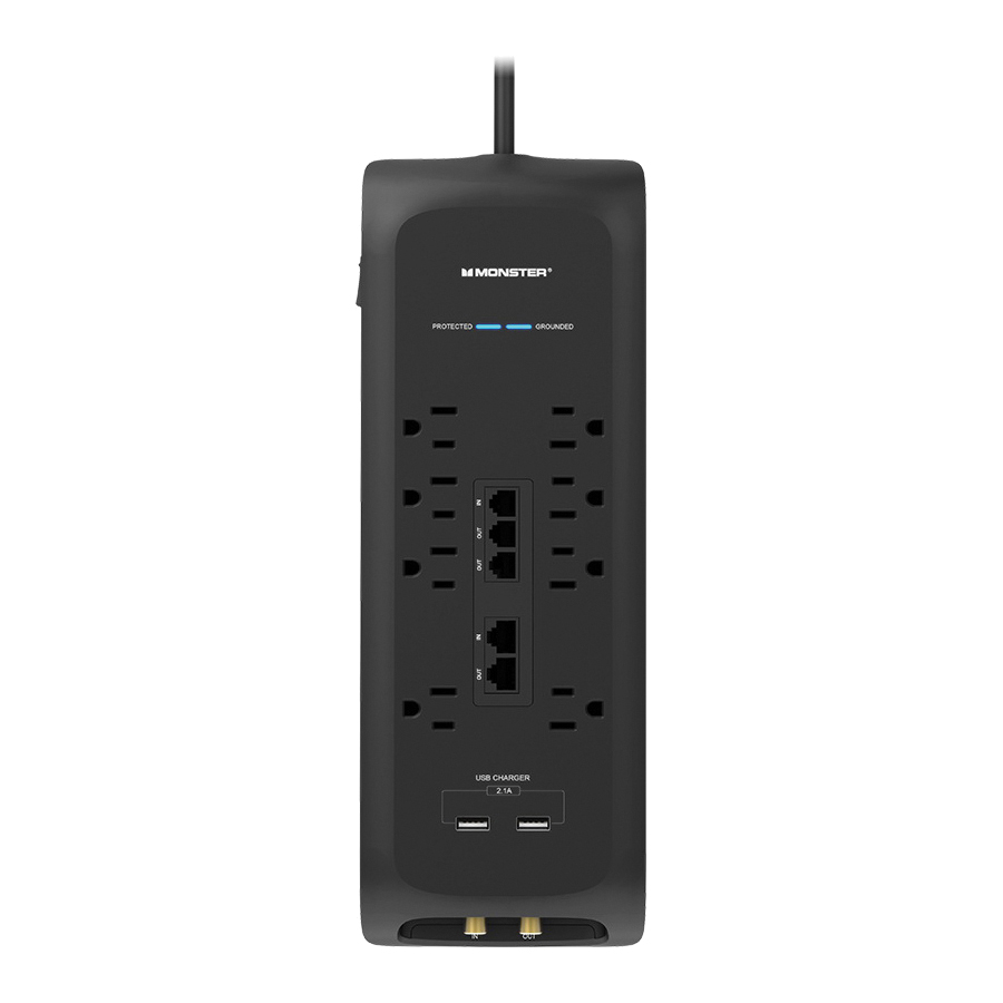TV SURGE 8OUT 2USB BLK - 2