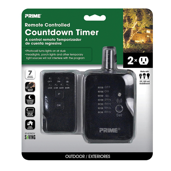 Prime TNRCOCD2-RC Remote Control Countdown Timer, 15 A, 125 V, 1875 W, 2 -Outlet, Black - 3