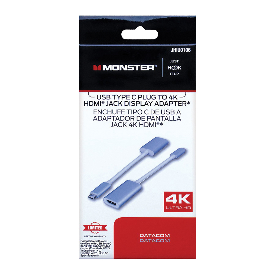 Just Hook It Up JHIU0106 Jack Display Adapter, For: USB Type C Ports That Support Video Output - 2
