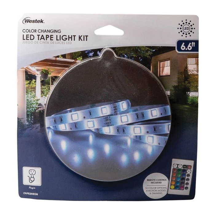 AmerTac LTAPE2MRGB-T Color Changing Tape Light, 120 V, 30 -Lamp, LED Lamp, 270 Lumens, 3000 K Color Temp - 4