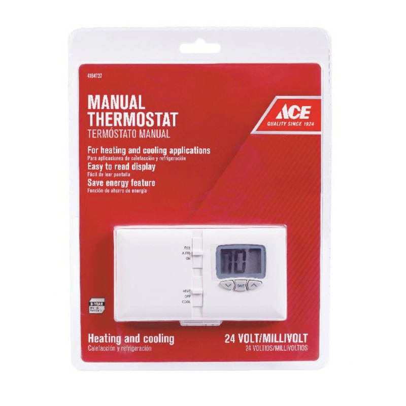 ACE ADMH110-A04 Heating and Cooling Thermostat, 24 V, White - 2