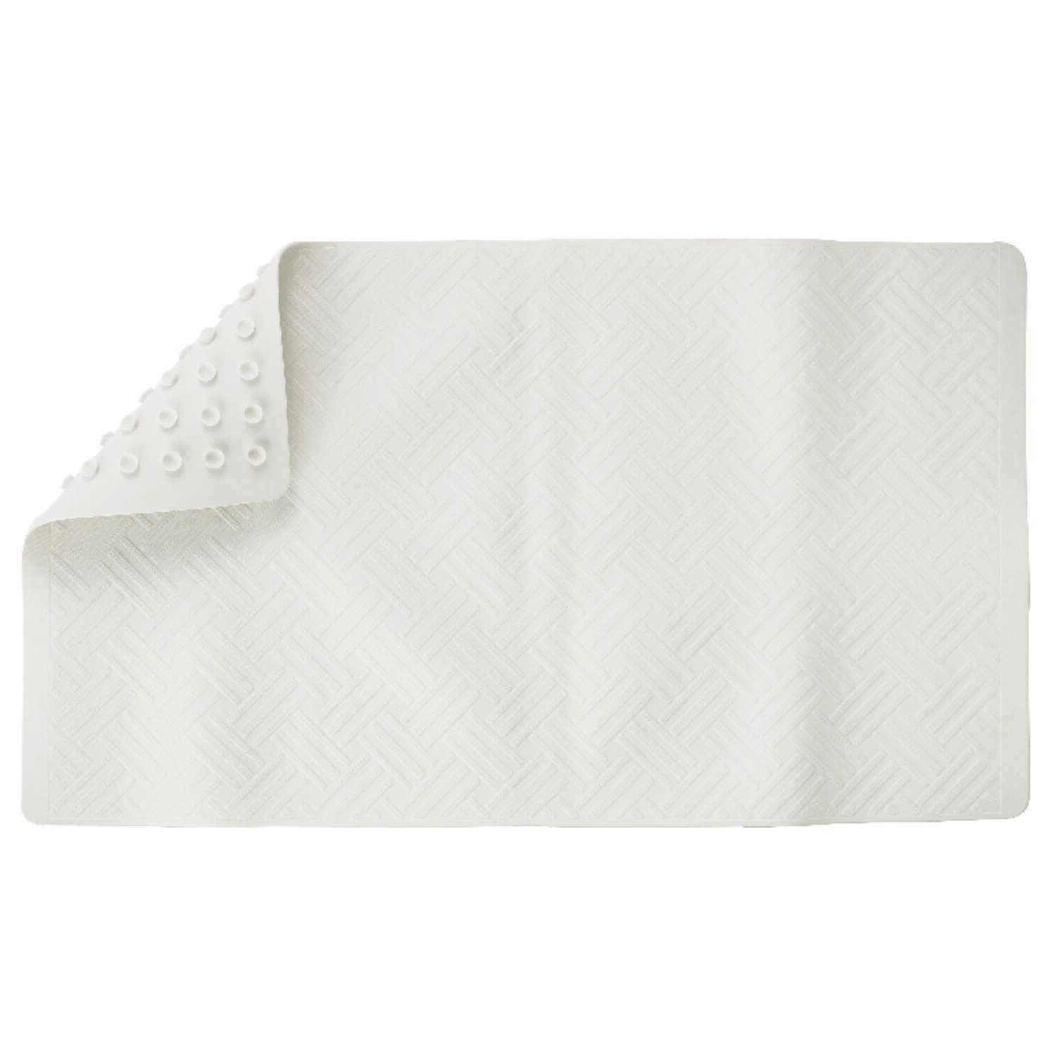 Living Accents MB3212-WHITE Non-Slip Bath Mat, 28 in L, 16 in W, TPE Mat Surface, White, Rectangular - 1