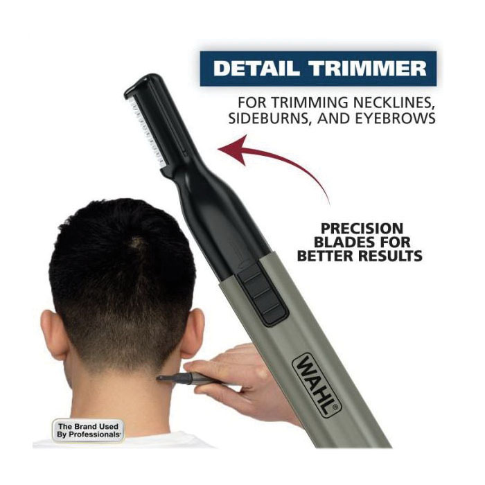 Wahl Micro GroomsMan 05640-1001N 2-in-1 Trimmer/Detailer Kit, Battery, Stainless Steel Blade, Aluminum Body, Silver - 5