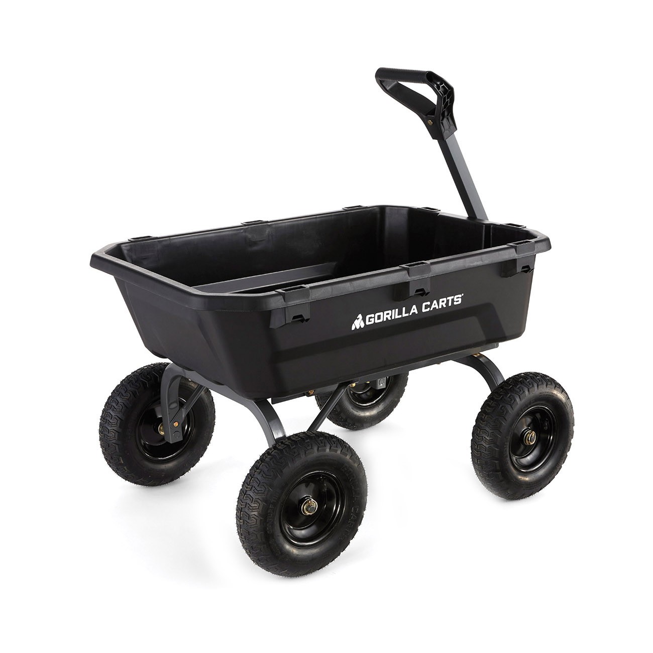 Gorilla Carts GCG-7 Yard Dump Cart, 1200 lb, 39-1/2 in L x 27 in W Deck, Poly Deck, 4-Wheel, 13 in Wheel, Black - 5