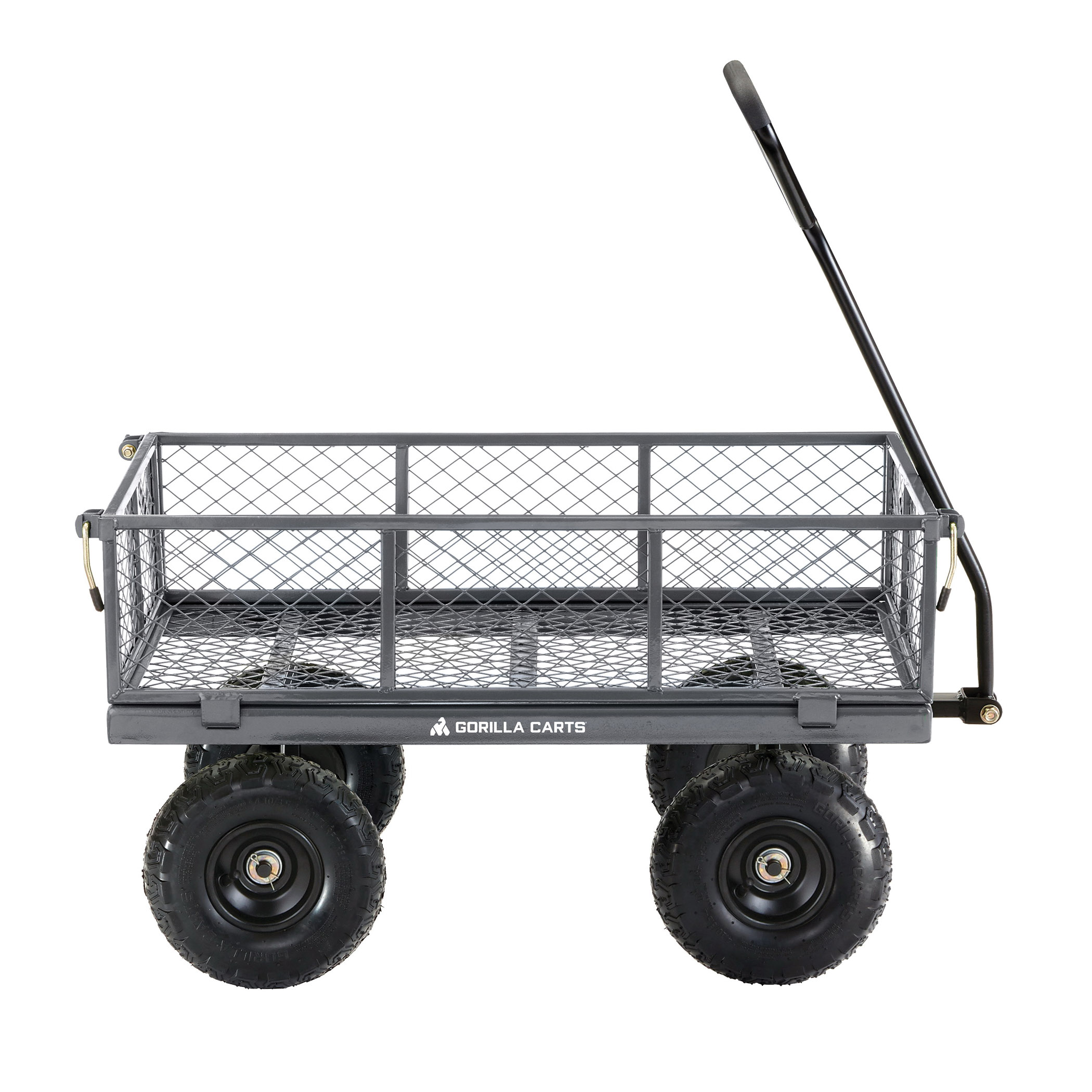 Gorilla Carts GOR610 Utility Yard Cart, 600 lb, 4-Wheel, 10 in Dia Wheel, Straight Pull Handle, Gray - 2
