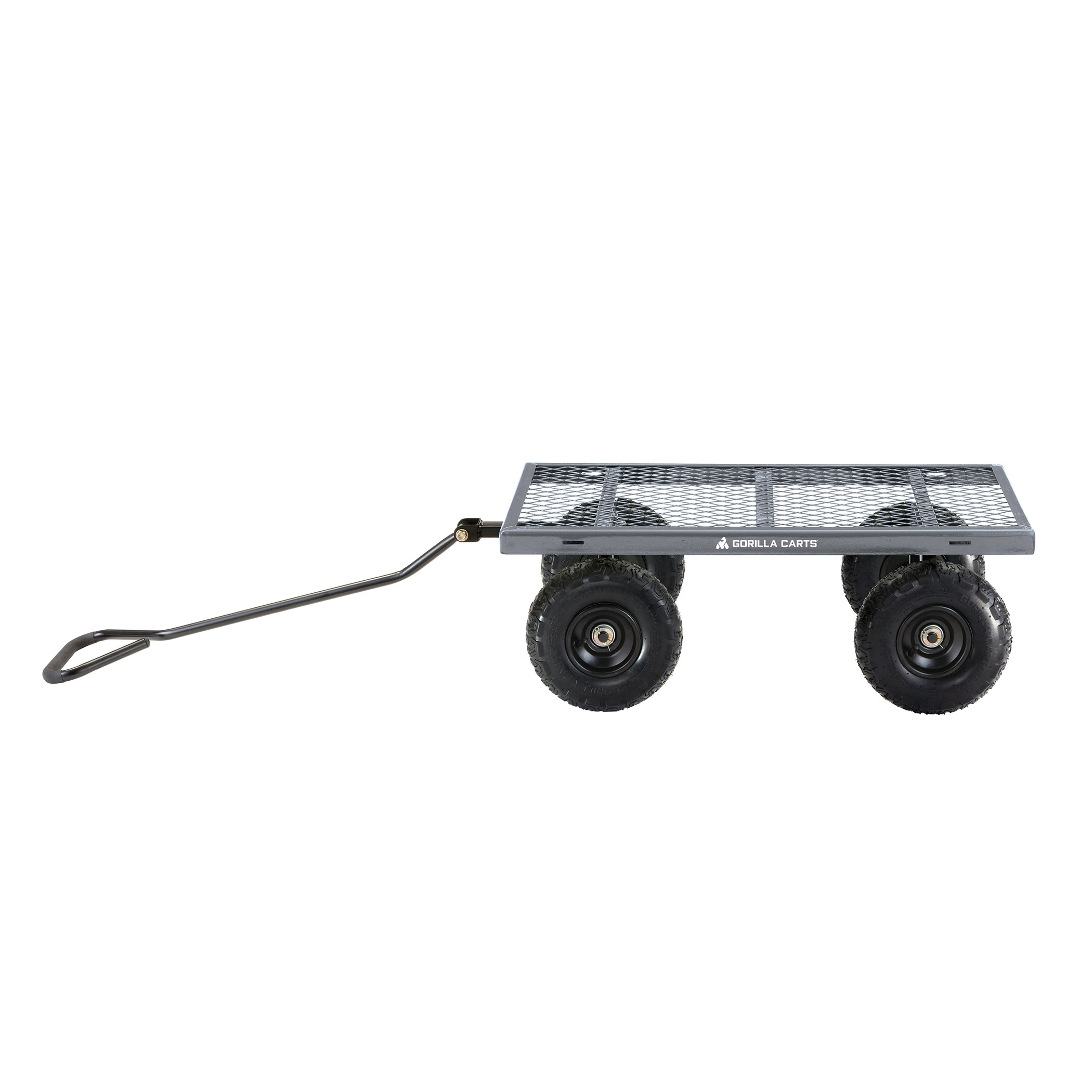 Gorilla Carts GOR610 Utility Yard Cart, 600 lb, 4-Wheel, 10 in Dia Wheel, Straight Pull Handle, Gray - 4
