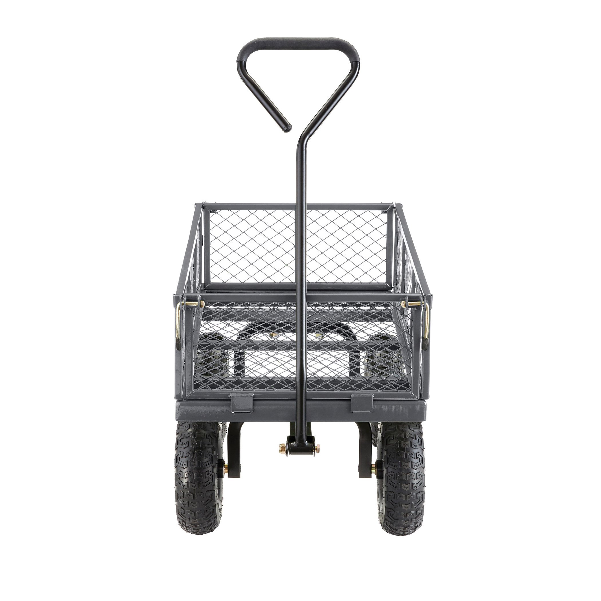 Gorilla Carts GOR610 Utility Yard Cart, 600 lb, 4-Wheel, 10 in Dia Wheel, Straight Pull Handle, Gray - 5