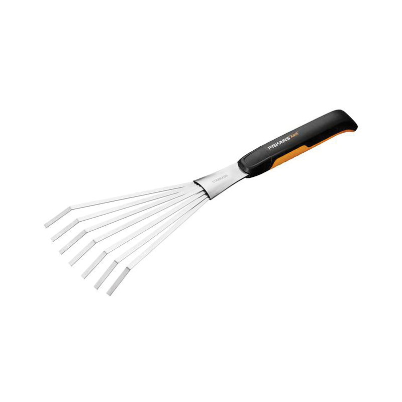 Fiskars 315520-1001 Garden Hand Rake, 4-3/4 in W Head, 7-Tine, Steel Tine, Stainless Steel Head, 5 in L Handle - 2