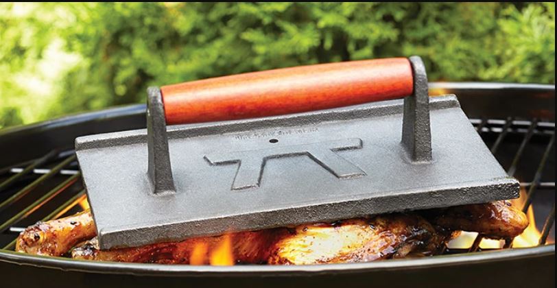 Outset Q111 Grill Press, 9 in L, 5 in W, Rectangular, Cast Iron, Stay Cool Handle - 2
