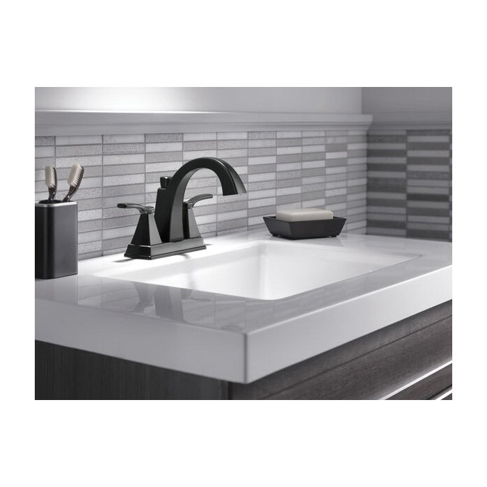 Delta Flynn Series 25768LF-BL Centerset Bathroom Faucet, 1.2 gpm, 2-Handle, 3-Faucet Hole, Matte Black - 3