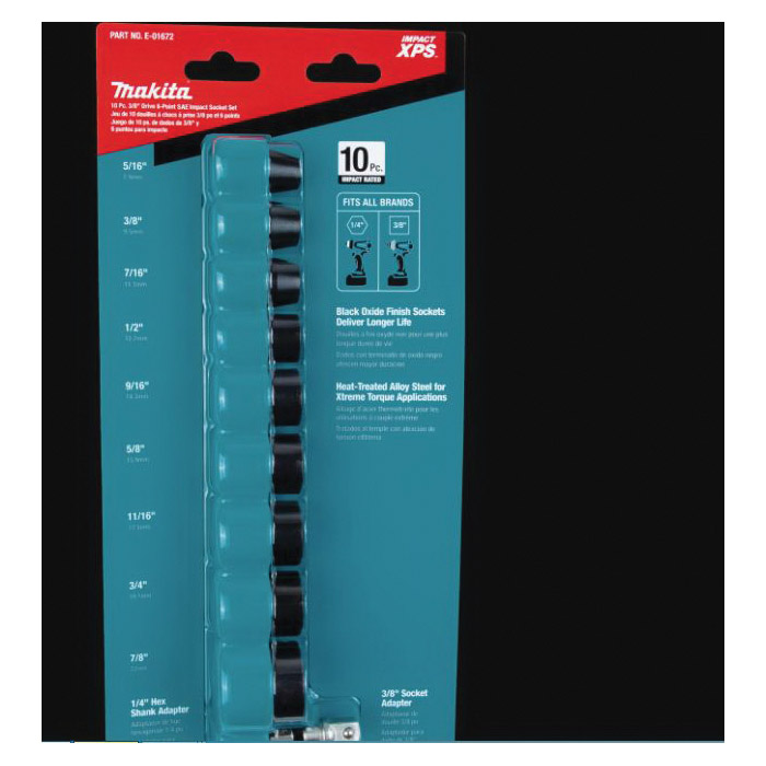 Makita Impact XPS Series E-01672 Impact Socket Set, Alloy Steel, Black Oxide - 5