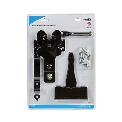 National Hardware Deluxe N109-308 Latch Decorative T-Hinge Gate Kit, Heavy-Duty, Steel, Black - 2