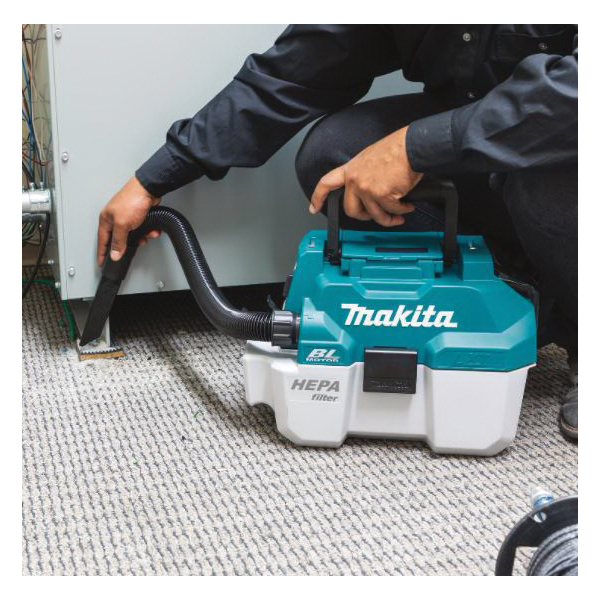 Makita XCV11Z Wet and Dry Dust Vacuum, 2 gal Vacuum, 57 cfm Air, 76 dBA, HEPA Filter, 18 V, Teal Housing - 3