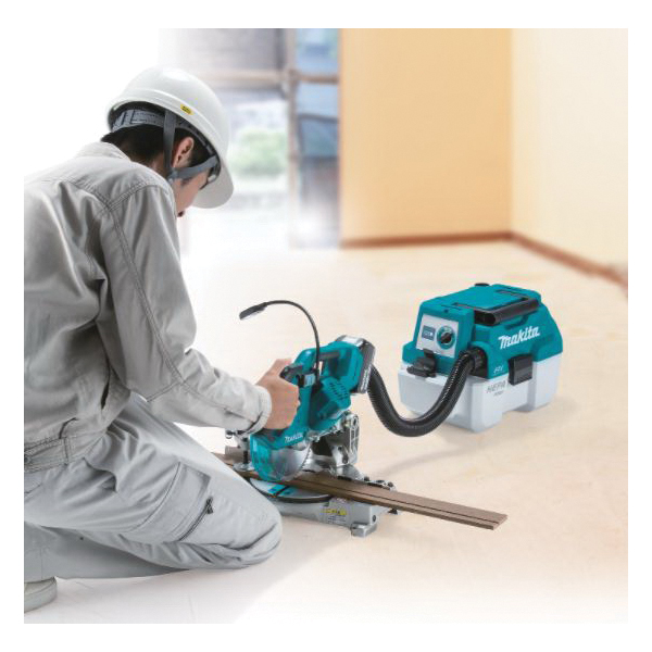 Makita XCV11Z Wet and Dry Dust Vacuum, 2 gal Vacuum, 57 cfm Air, 76 dBA, HEPA Filter, 18 V, Teal Housing - 4
