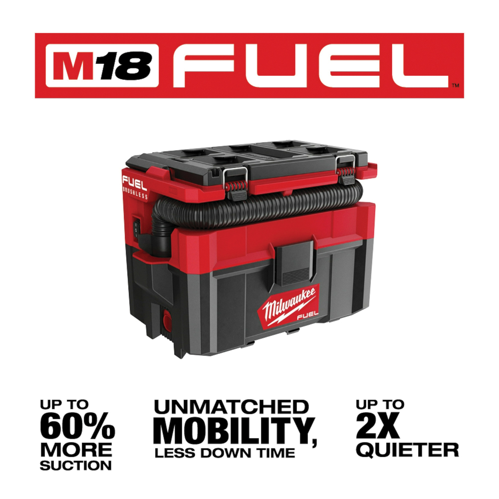 Milwaukee M18 FUEL PACKOUT 0970-20 Cordless Wet and Dry Vacuum Cleaner, 2.5 gal, 50 cfm Air, 87 dBA, HEPA, 18 V - 3