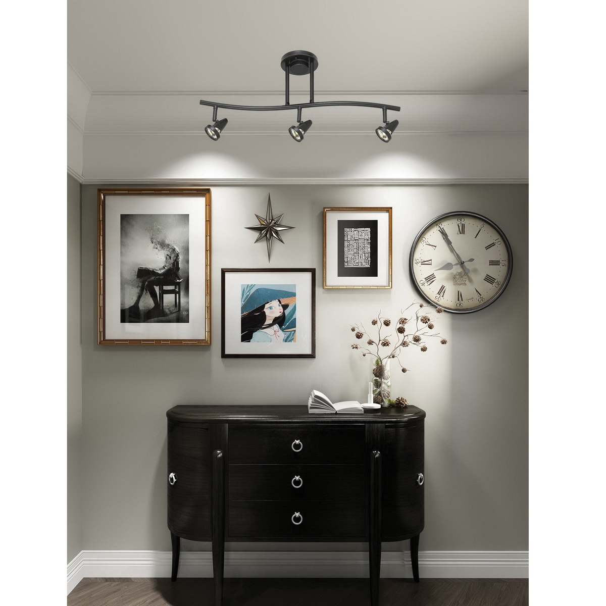 Cal Lighting SL-808-3-DB Serpentine Rail Light, 3-Lamp, LED Lamp, 1660 Lumens, Metal, Dark Bronze - 2