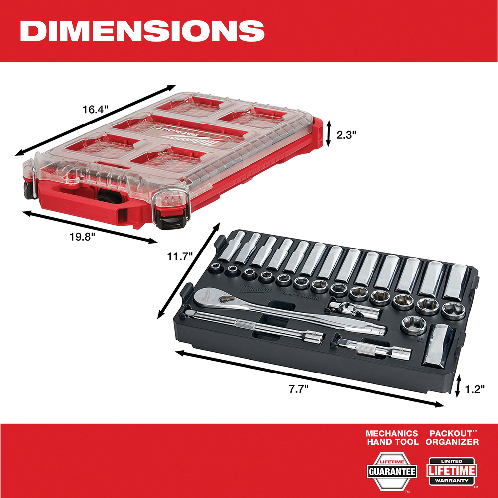 Milwaukee 48-22-9482 Metric Ratchet and Socket Set, Specifications: 3/8 in Drive - 4