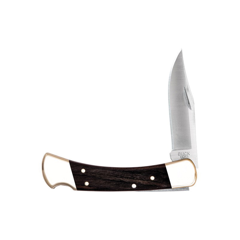 Buck 0110BRS Folding Hunter Knife, 3-3/4 in L Blade, Stainless Steel Blade, Wood Handle - 2