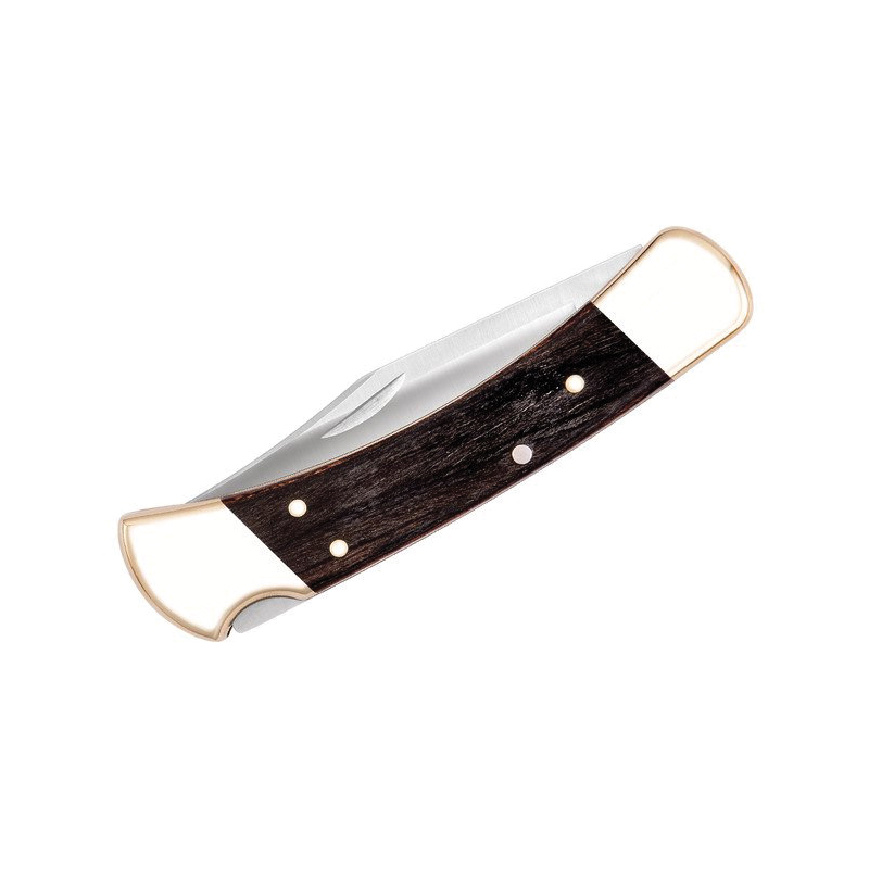Buck 0110BRS Folding Hunter Knife, 3-3/4 in L Blade, Stainless Steel Blade, Wood Handle - 3