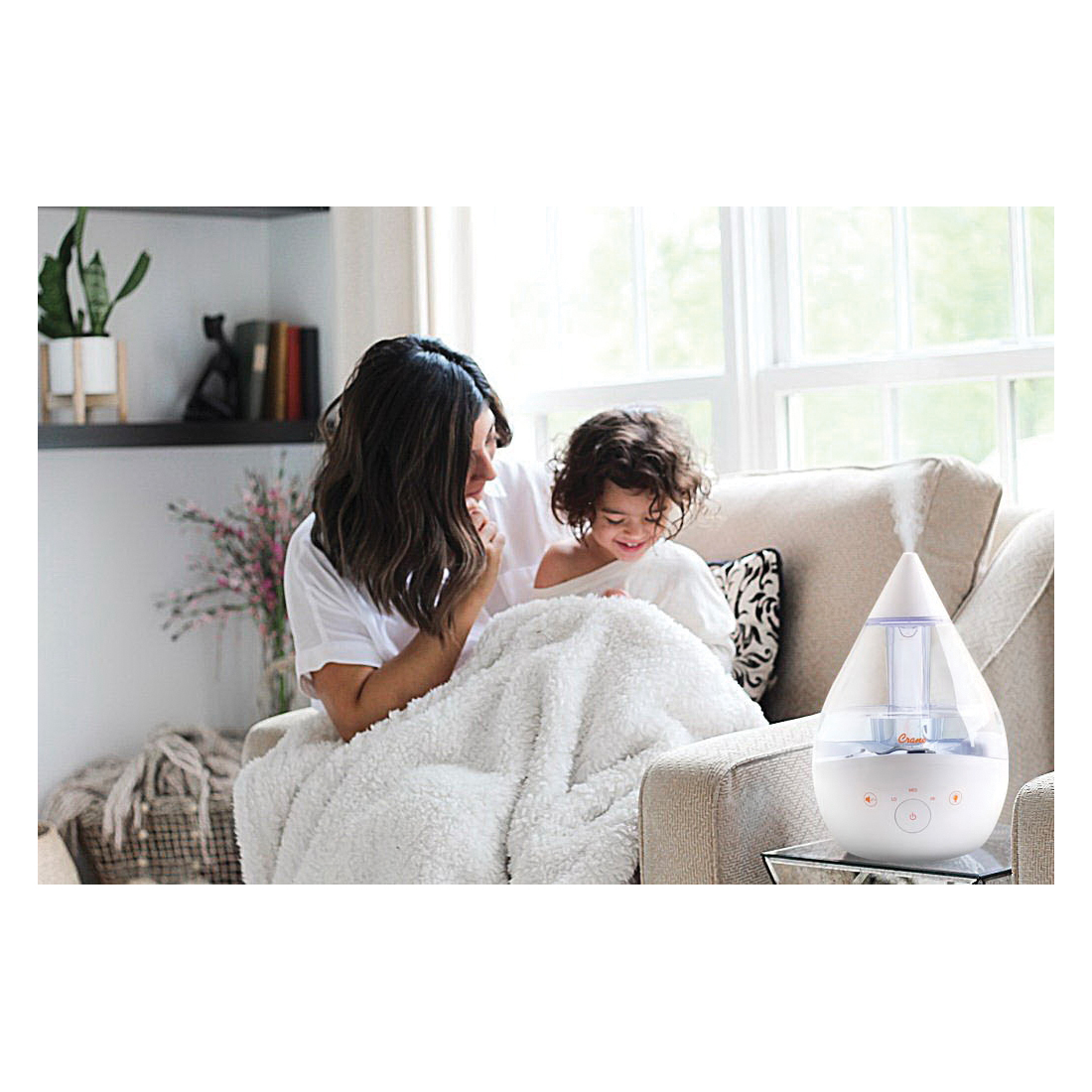 Crane EE-5306 EE-5306CW Drop Cool Mist Humidifier with Sound Machine, 1 A, 24 VDC, 3-Speed, 500 sq-ft Coverage Area - 4