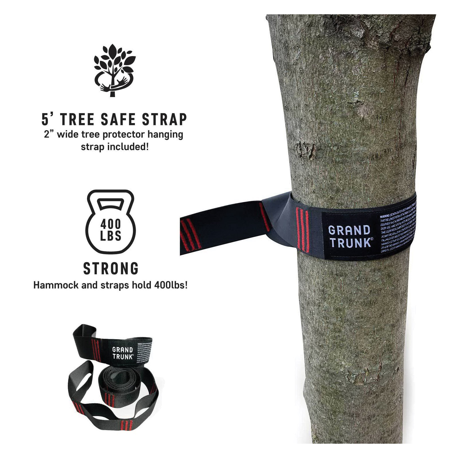 Grand Trunk DLXH-02 Deluxe Hammock, 10 ft 6 in L, 6 ft 6 in W, 400 lb, Carabiner End, Nylon, Light Blue/Navy Blue - 4