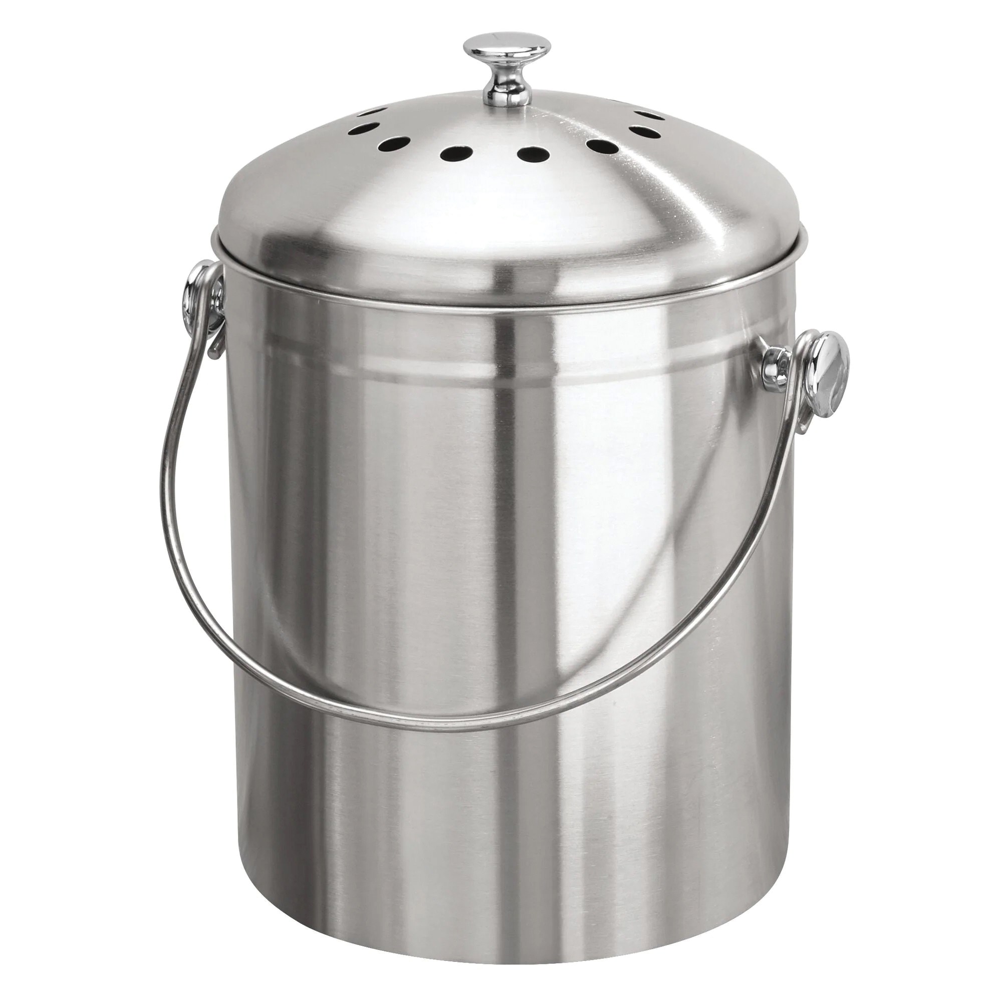 iDESIGN 32650 Kitchen Compost Bin, 7 in OAW, 8-1/2 in OAH, 1.3 gal Capacity, Stainless Steel, Silver - 3