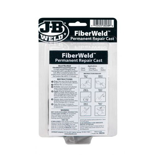 J-B Weld 38236 Fiberglass Repair Cast, 36 in L, 2 in W, Black - 2