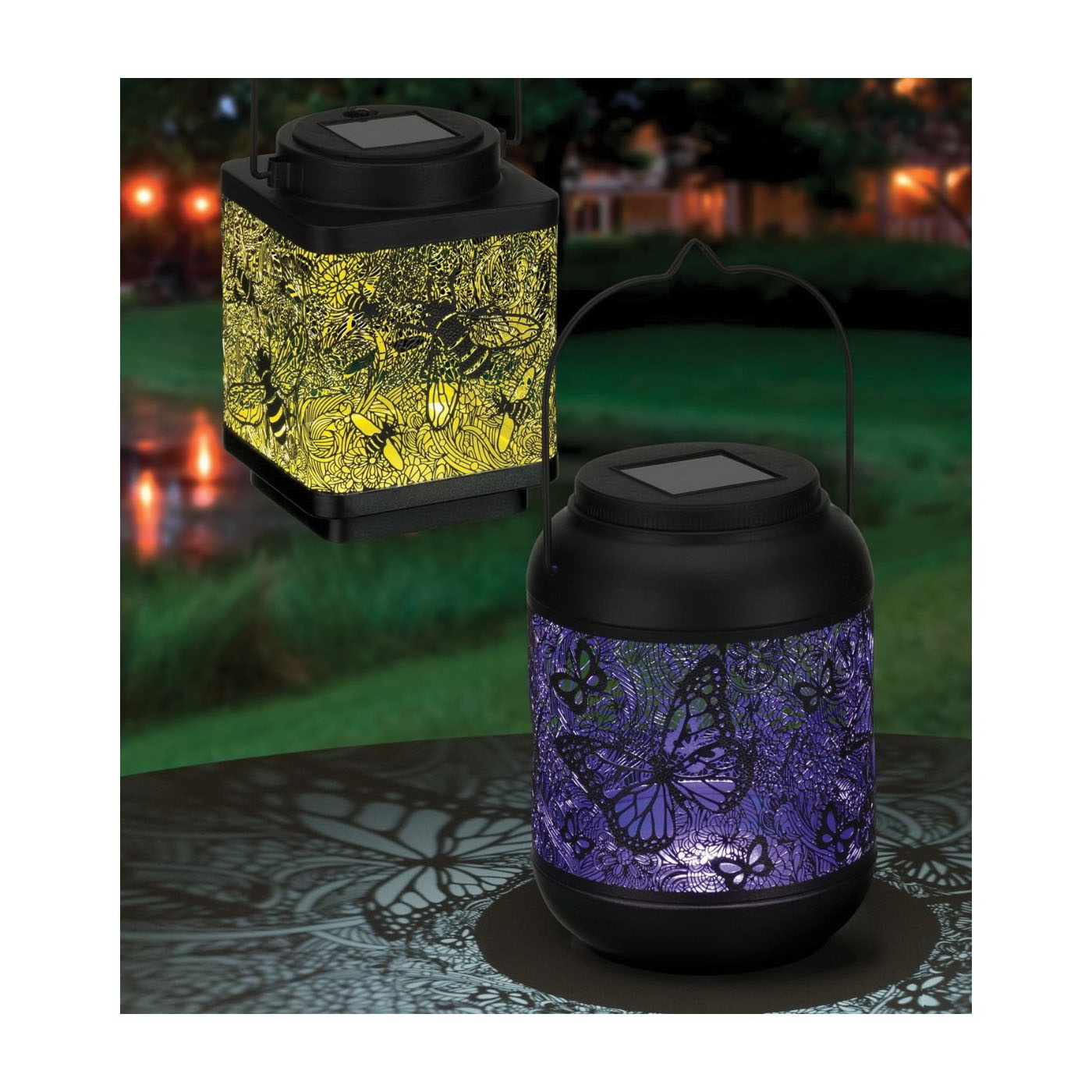 Regal Art & Gift 12974 Small Butterfly Shadow Lantern, Solar, LED Lamp, Glass/Metal - 2
