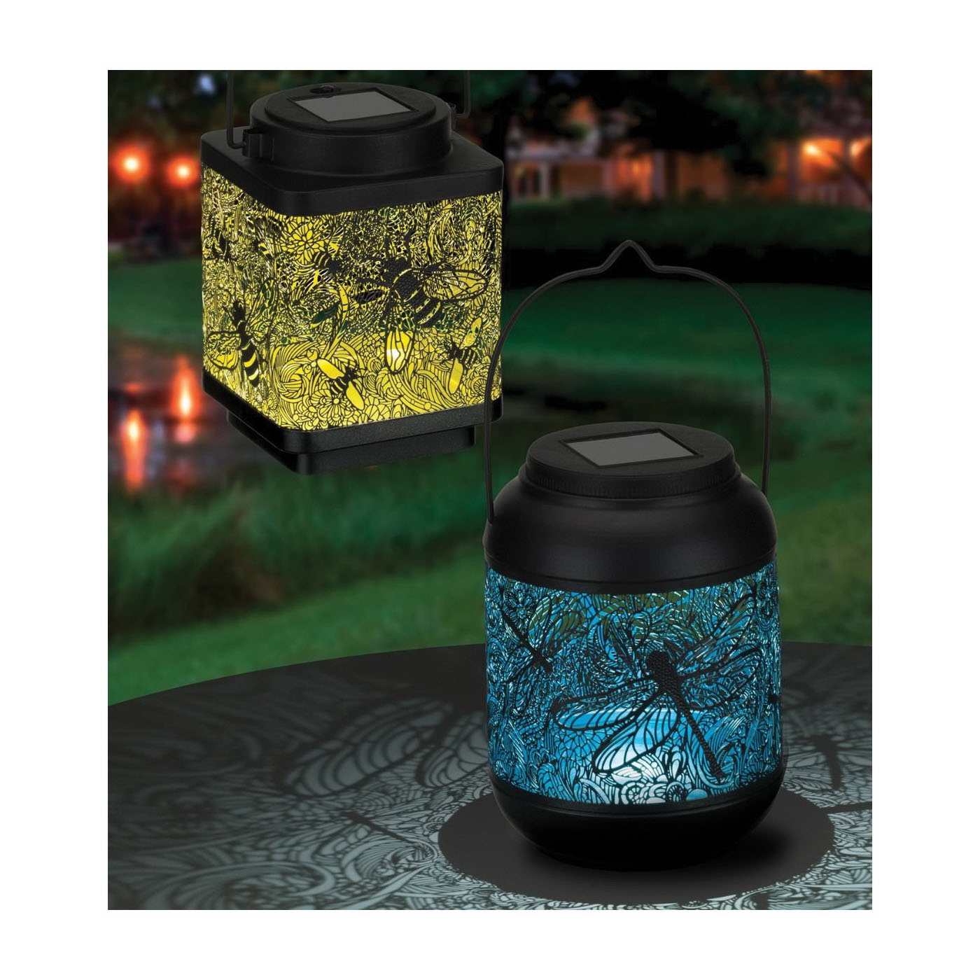 Regal Art & Gift 12976 Small Dragonfly Shadow Lantern, Solar, LED Lamp, Glass/Metal - 2