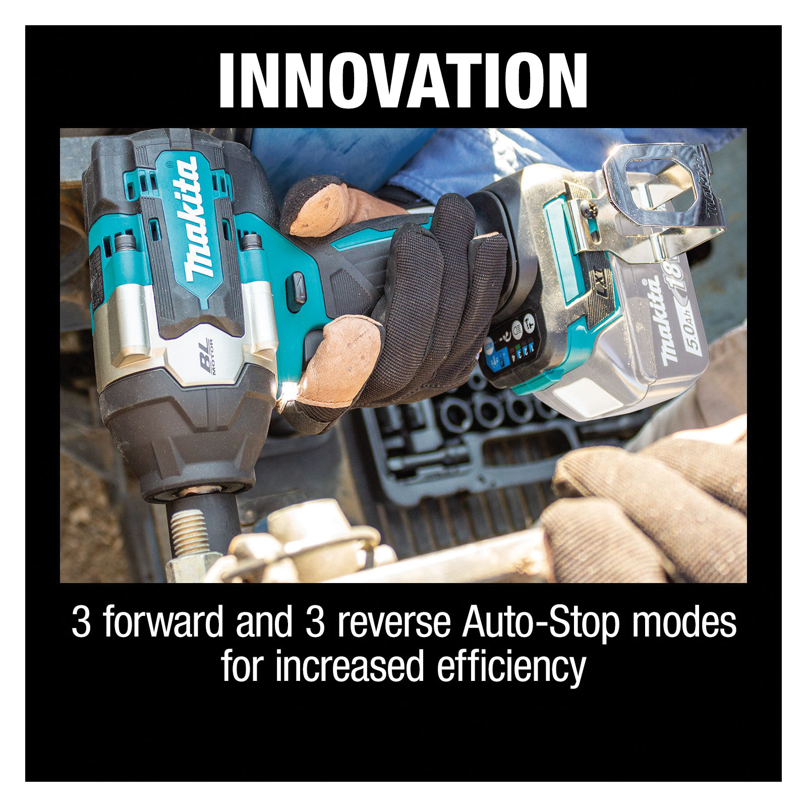 Makita XWT17Z Impact Wrench, Tool Only, 18 V, 1/2 in Drive, Square Drive, 0 to 2700 ipm, 0 to 2200 rpm Speed - 5