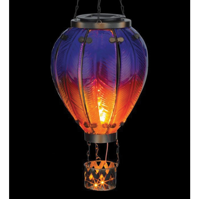 Regal Art & Gift 12764 Hot Air Balloon Large Lantern, Solar, LED Lamp, Glass/Metal, Purple - 3