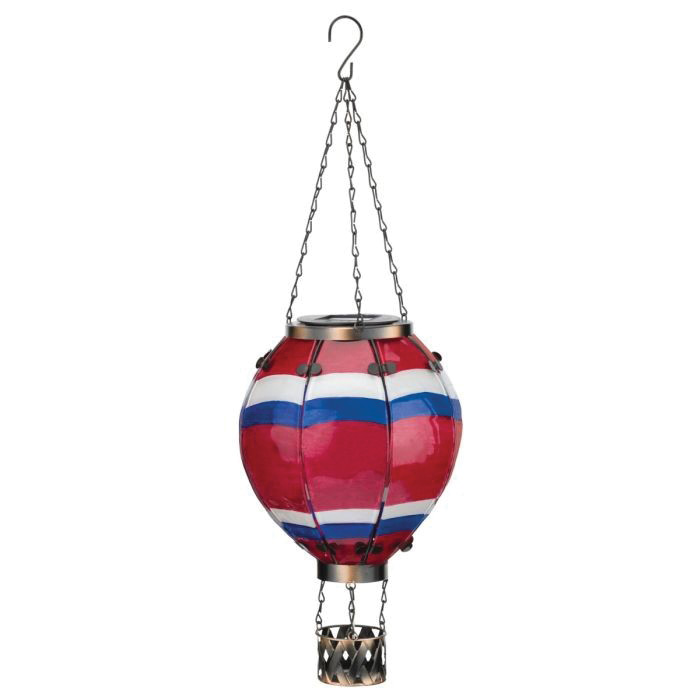 Regal Art & Gift 12765 Stripe Hot Air Balloon Large Lantern, Solar, LED Lamp, Glass/Metal, Multi-Color - 2