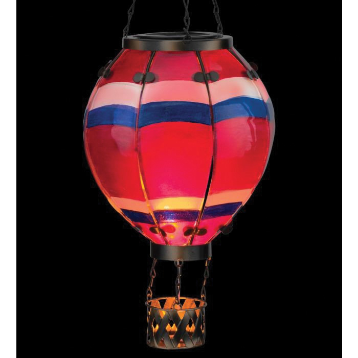 Regal Art & Gift 12765 Stripe Hot Air Balloon Large Lantern, Solar, LED Lamp, Glass/Metal, Multi-Color - 3