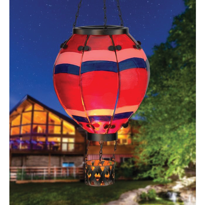 Regal Art & Gift 12765 Stripe Hot Air Balloon Large Lantern, Solar, LED Lamp, Glass/Metal, Multi-Color - 4