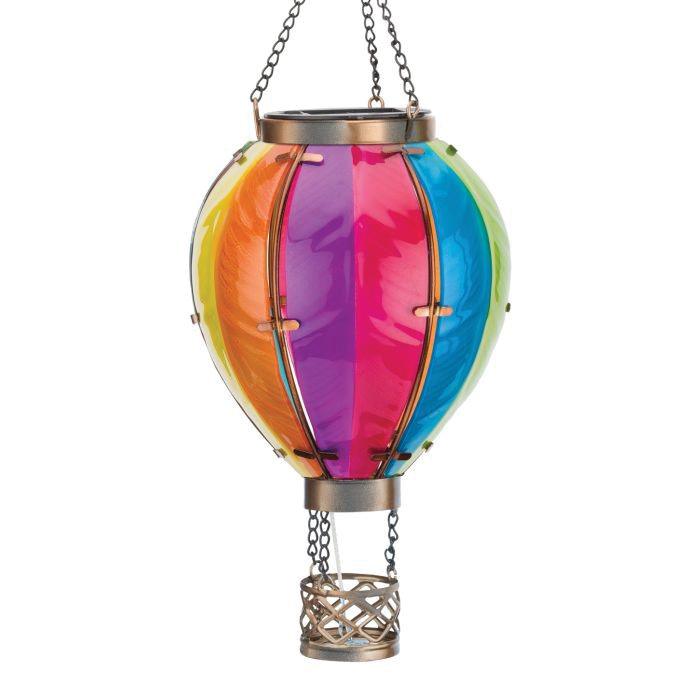 Regal Art & Gift 12768 Hot Air Balloon Small Lantern, Solar, LED Lamp, Glass/Metal, Purple - 2