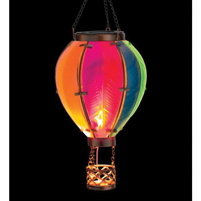 Regal Art & Gift 12768 Hot Air Balloon Small Lantern, Solar, LED Lamp, Glass/Metal, Purple - 3
