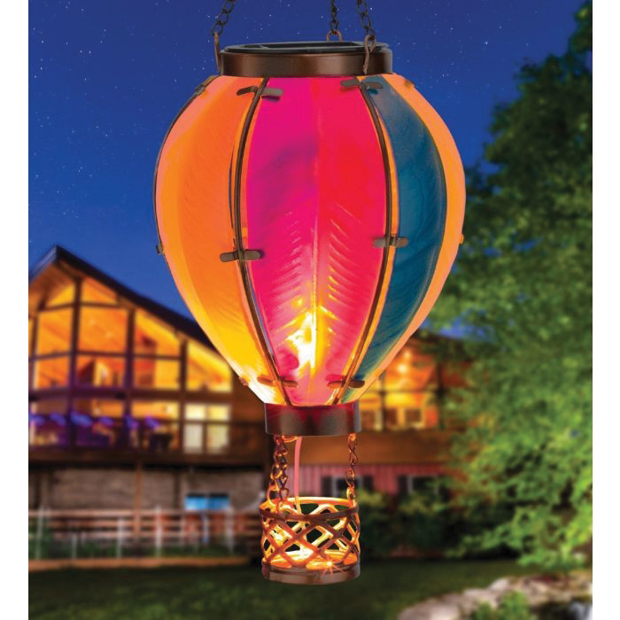 Regal Art & Gift 12768 Hot Air Balloon Small Lantern, Solar, LED Lamp, Glass/Metal, Purple - 4