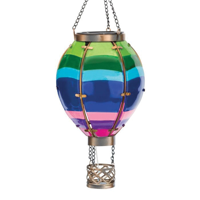Regal Art & Gift 12769 Stripe Hot Air Balloon Small Lantern, Solar, LED Lamp, Glass/Metal, Multi-Color - 2