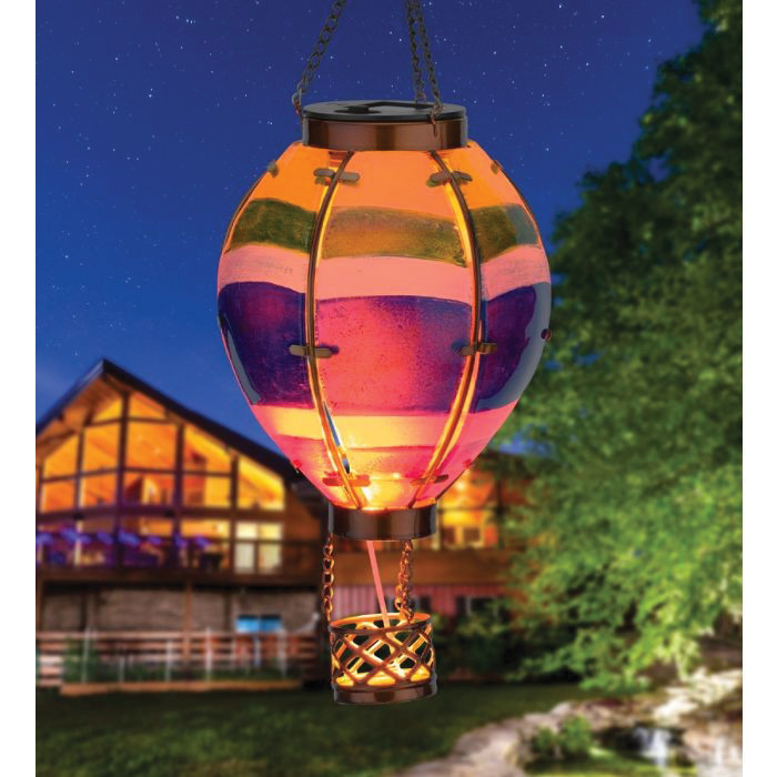 Regal Art & Gift 12769 Stripe Hot Air Balloon Small Lantern, Solar, LED Lamp, Glass/Metal, Multi-Color - 3