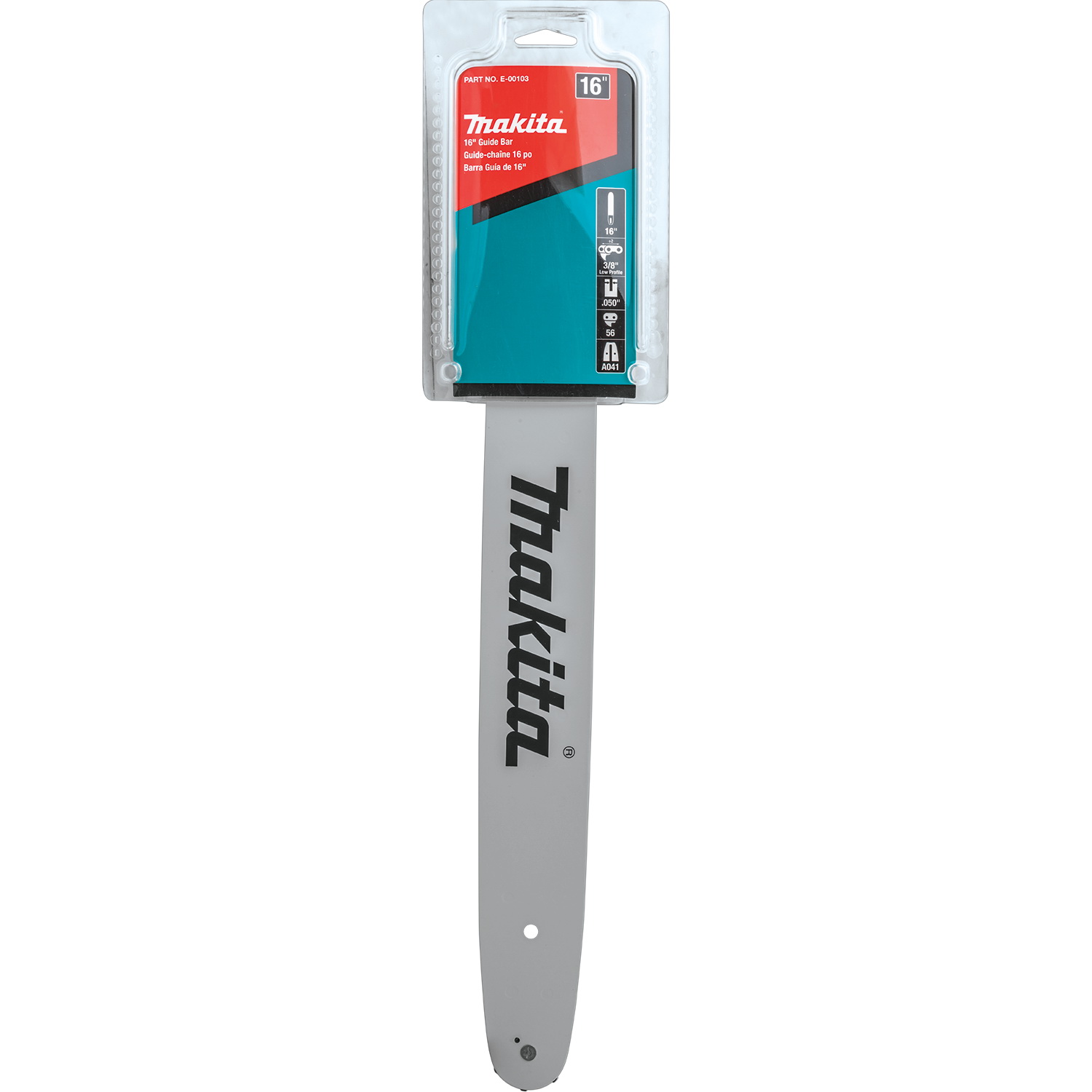 Makita E-00103 Guide Bar, 16 in L Bar, 0.05 in Gauge, 3/8 in TPI/Pitch, 56-Drive Link - 2