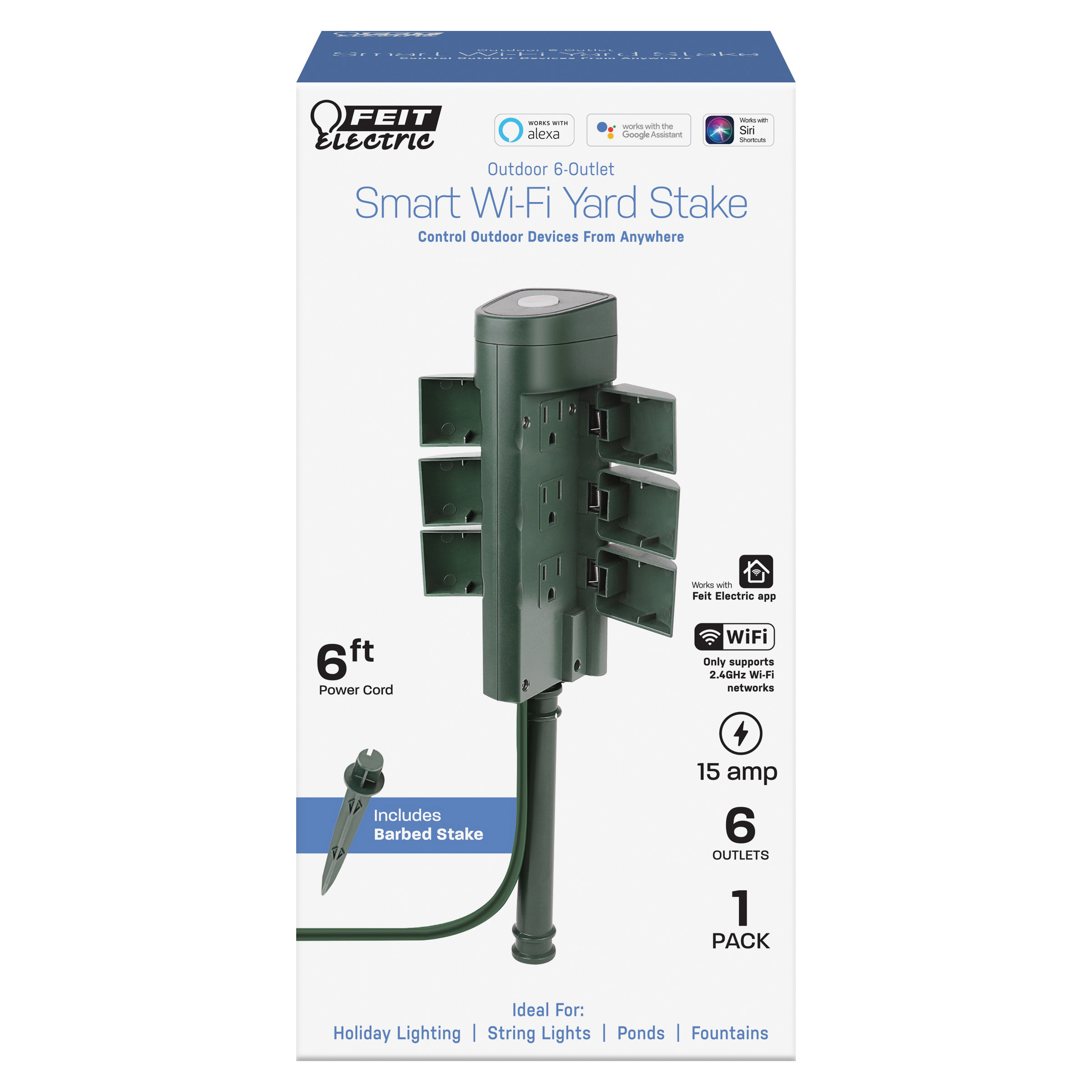 Feit Electric PLUG/WIFI/STK/WP Outdoor Smart Plug, 15 A, 15 V, Green - 2