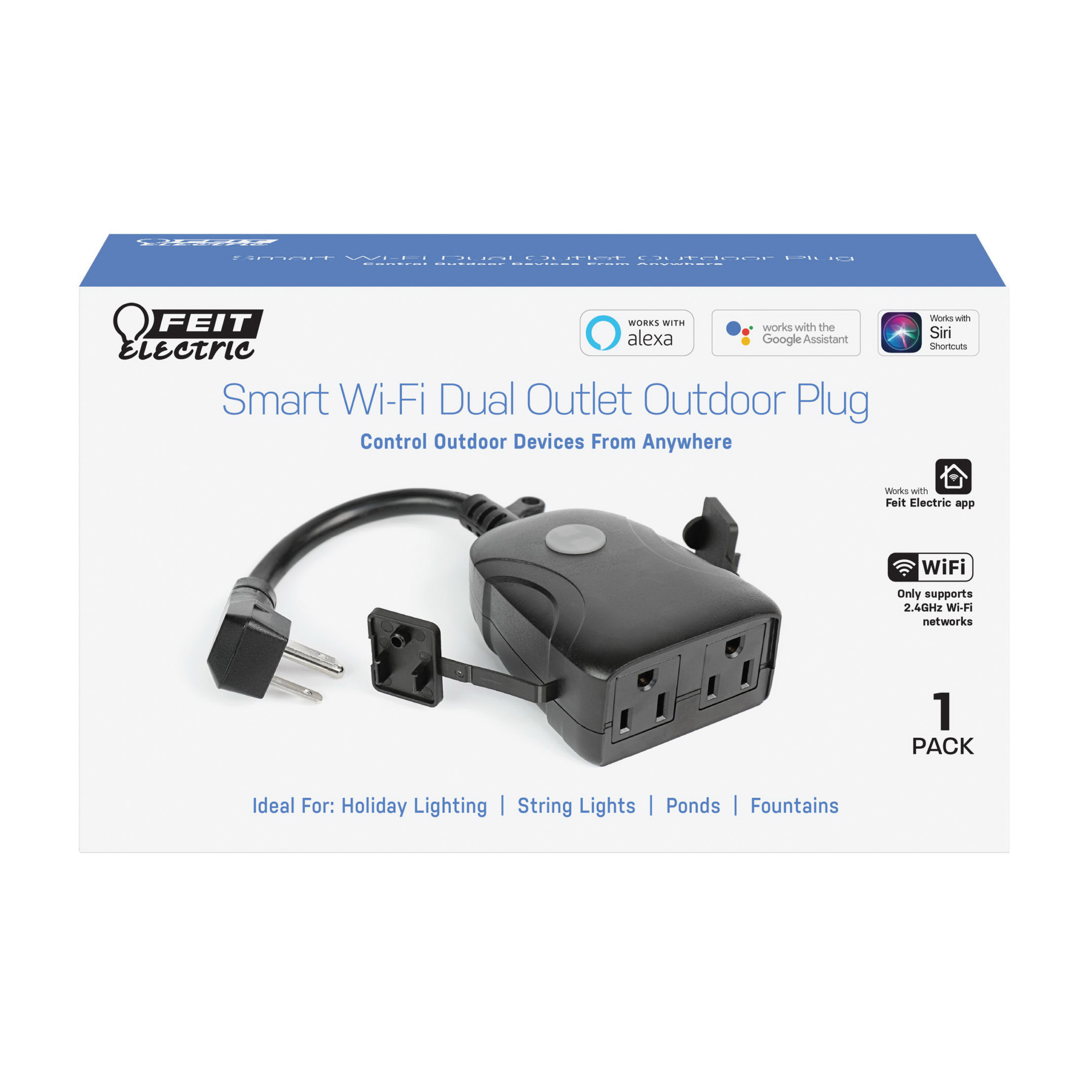 Feit Electric PLUG/WIFI/WP Outdoor Smart Plug, 120 V, Black - 2
