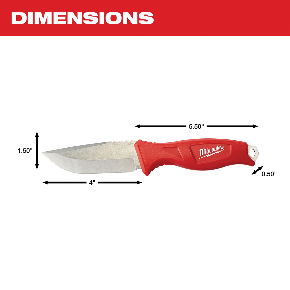 Milwaukee 48-22-1926 Blade Knife, 4 in L Blade, 1/2 in W Blade, Stainless Steel Blade, Ergonomic Handle, Red Handle - 3