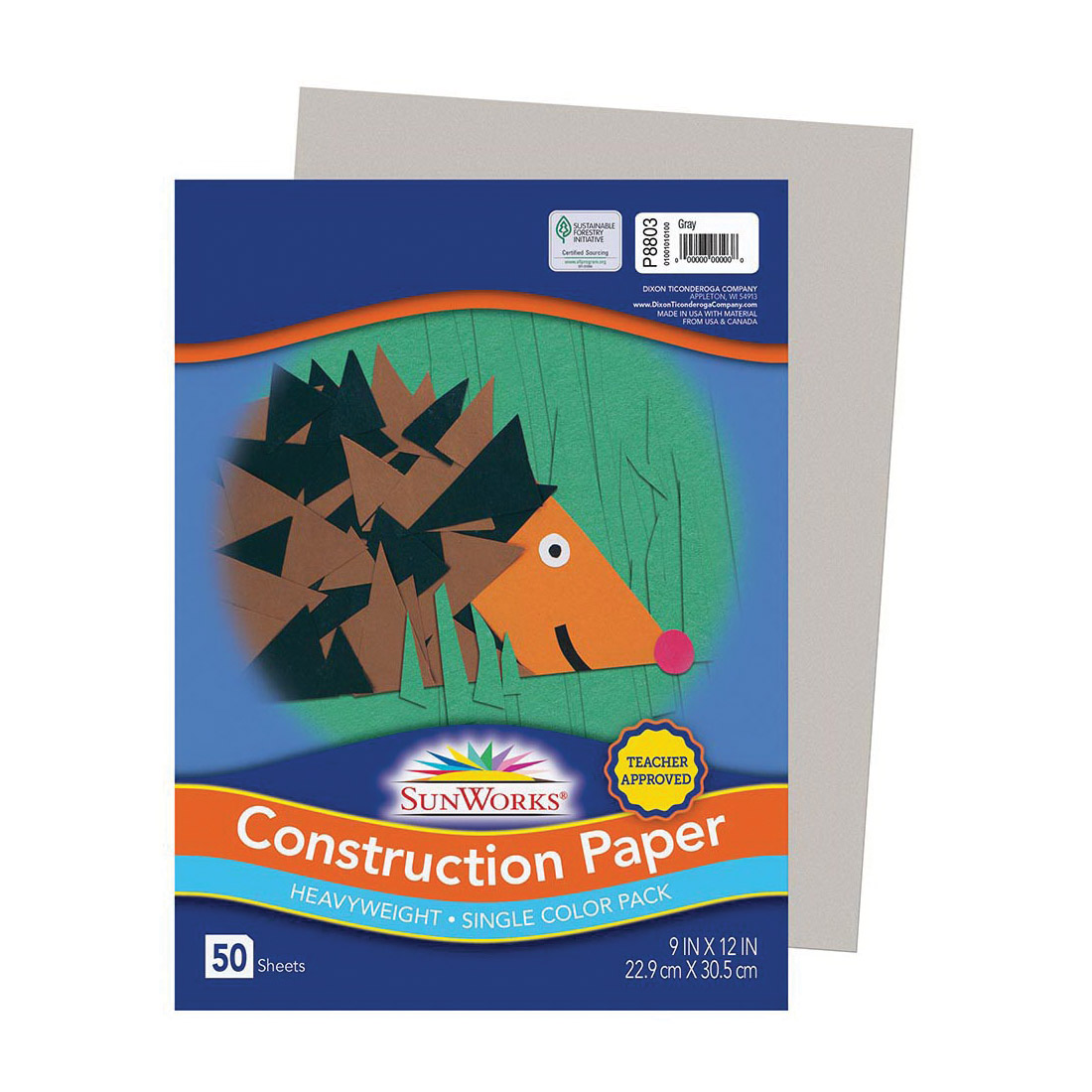 Sunworks P8803 Construction Paper, 12 in L, 9 in W, Paper, Gray - 2