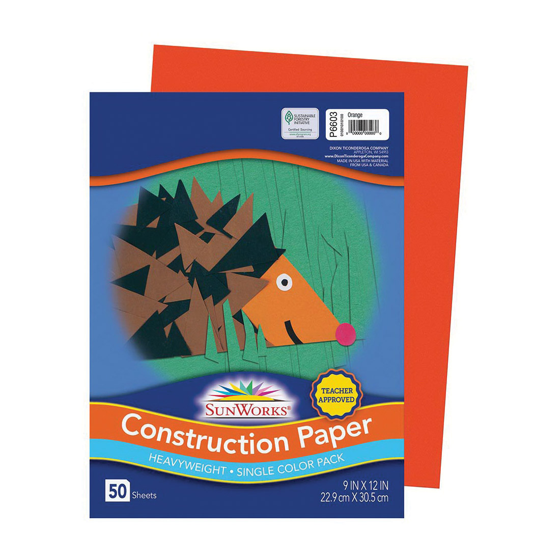 Sunworks P6603 Construction Paper, 12 in L, 9 in W, Paper, Orange - 2
