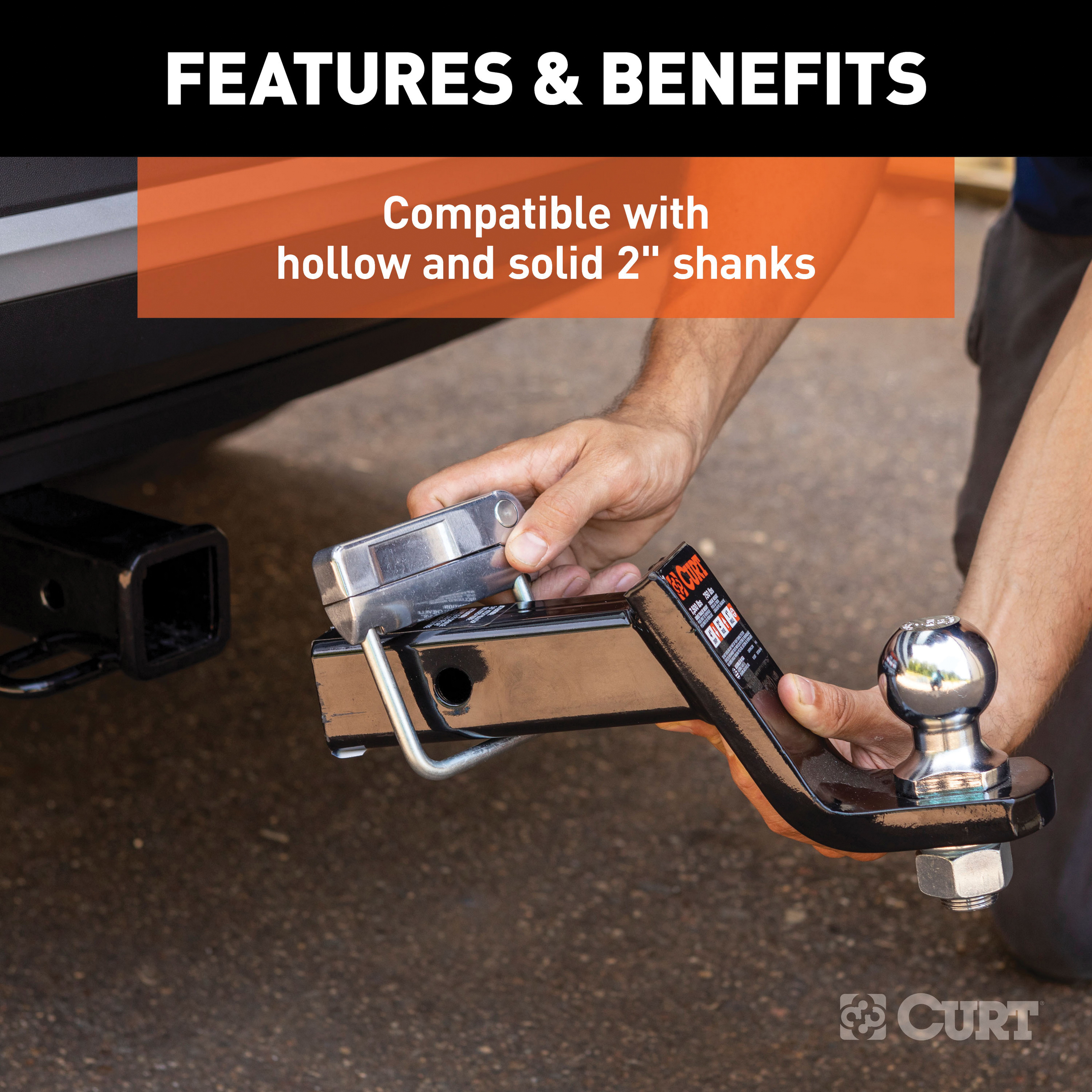 Curt 22325 Hitch Clamp, Anti-Rattle, Aluminum/Stainless Steel, Zinc-Plated, Clear - 5