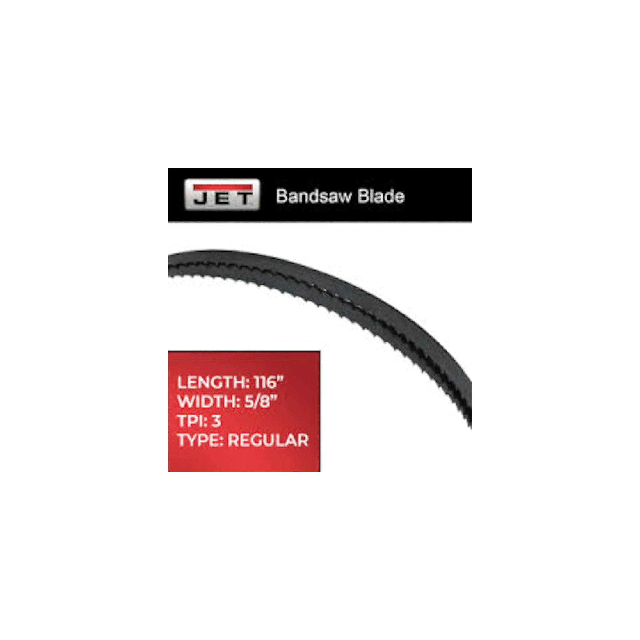 JET Tools WBSB-116124 Band Saw Blade, 1/2 in W, 116 in L, 4 TPI, Steel Cutting Edge, HCS - 3
