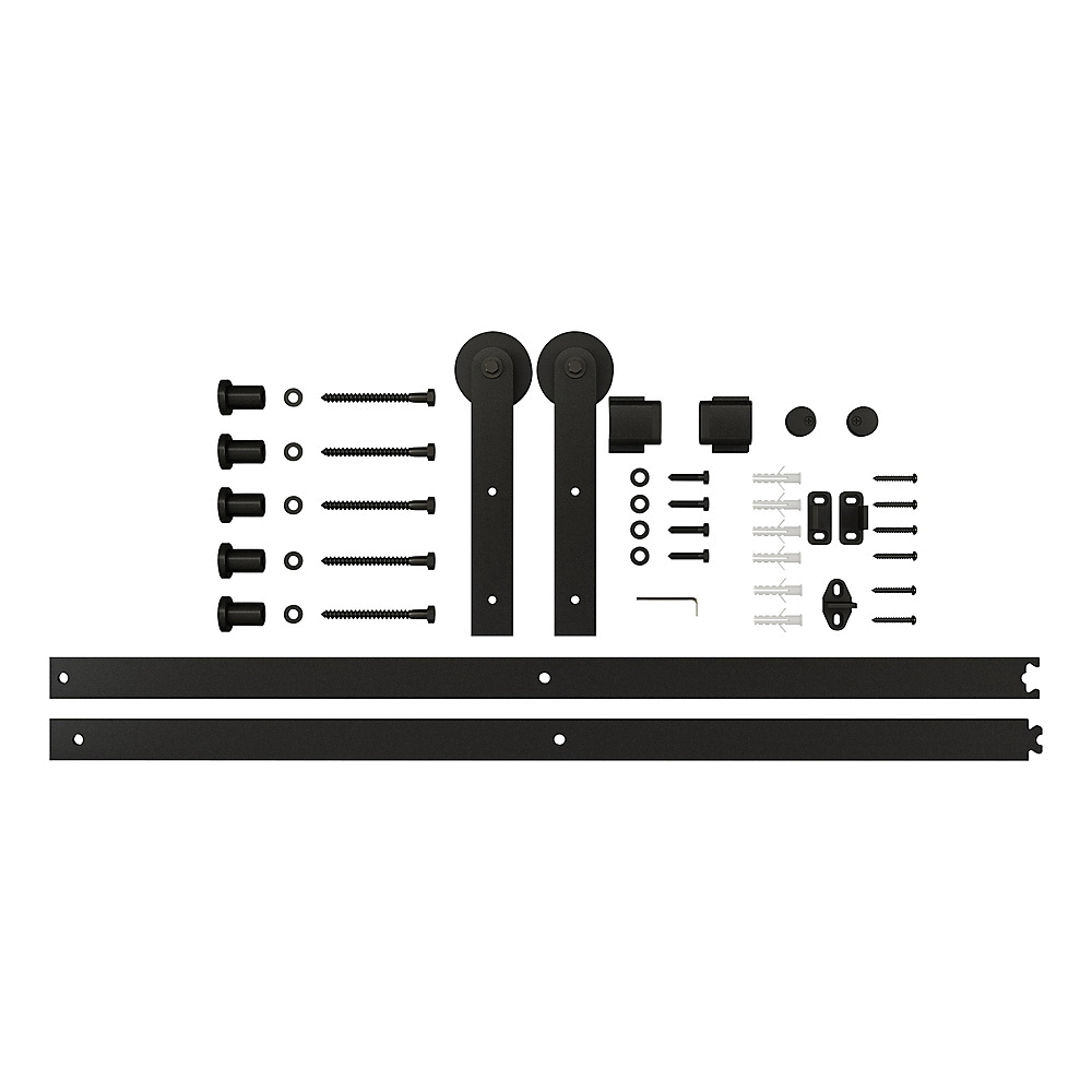 National Hardware N700-001 Builder Barn Door Kit, 72 in L Track, Steel, Matte Black, Wall - 2
