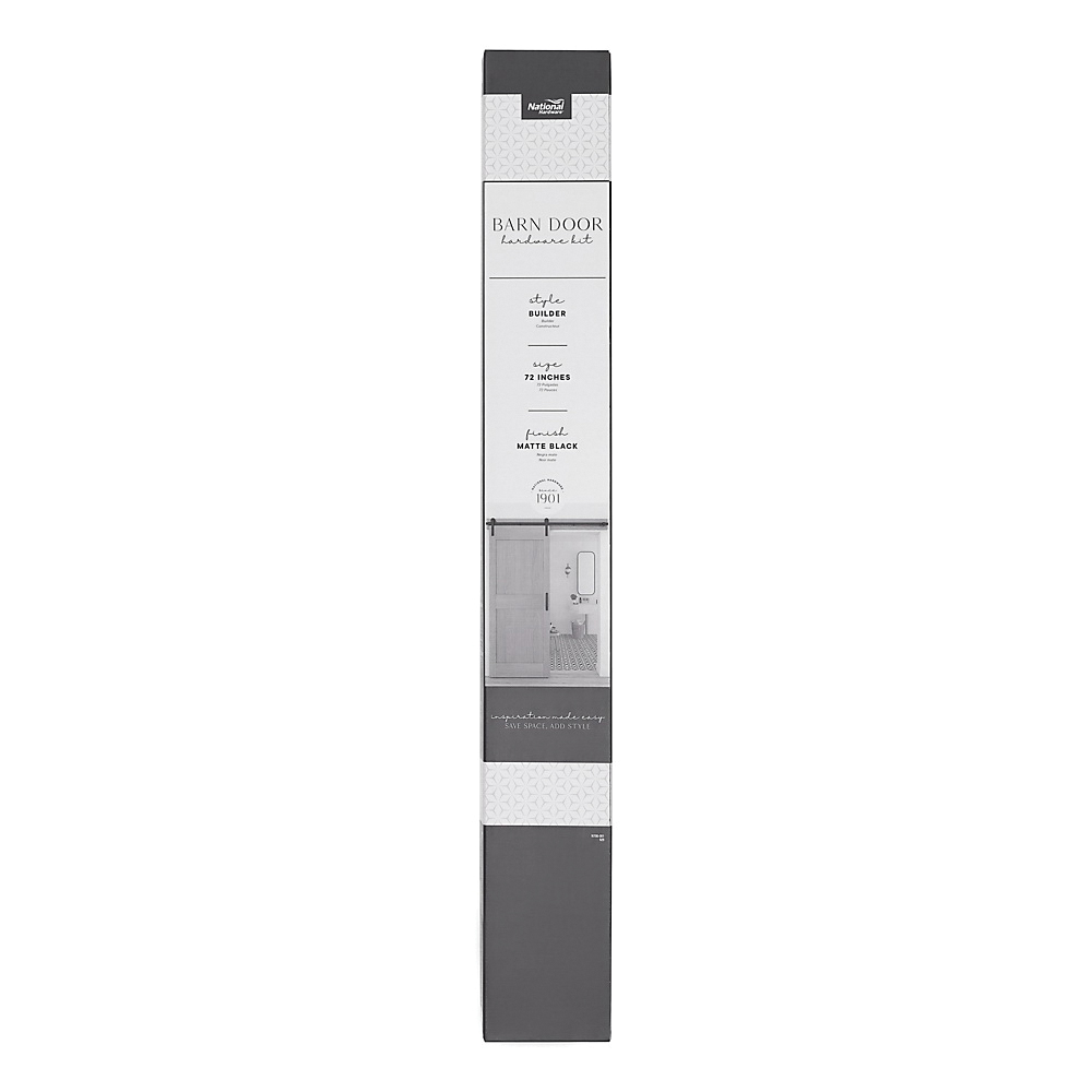 National Hardware N700-001 Builder Barn Door Kit, 72 in L Track, Steel, Matte Black, Wall - 4