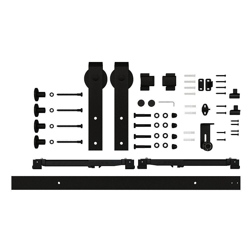 National Hardware N700-005 Designer Barn Door Kit, 72 in L Track, Steel, Matte Black, Wall - 2